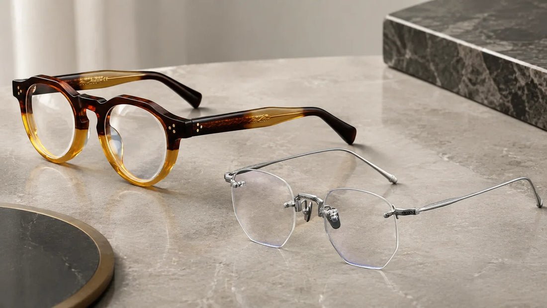 High-index and polycarbonate prescription lenses beside eyeglass frames