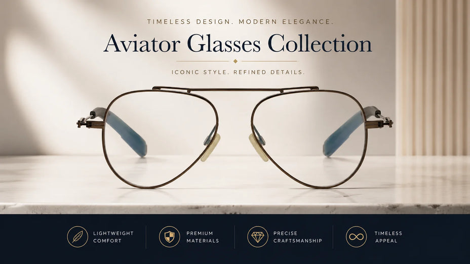 Premium Titanium Aviator Glasses LE0301 on a Marble Table