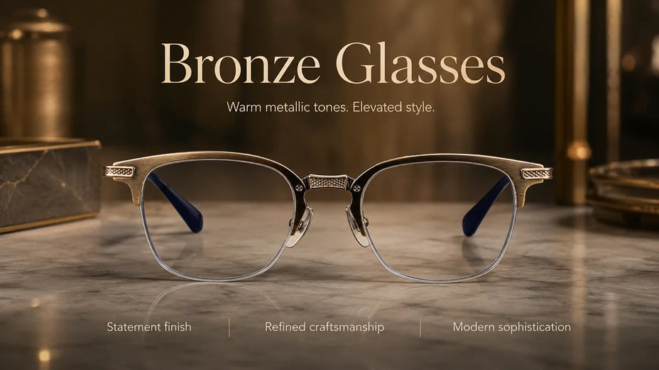 Premium Titanium Bronze Glasses LE1650 on a Marble Table