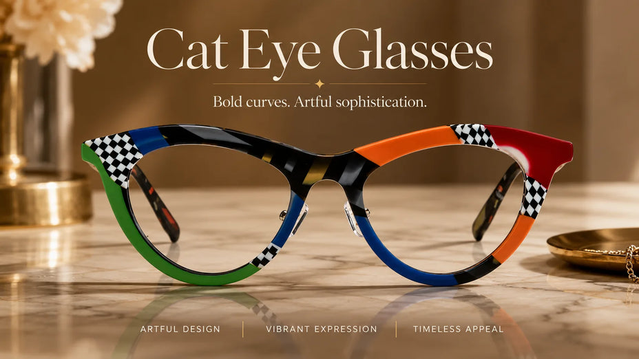 Premium Acetate Cat Eye Glasses LE0877 on a Mable Table