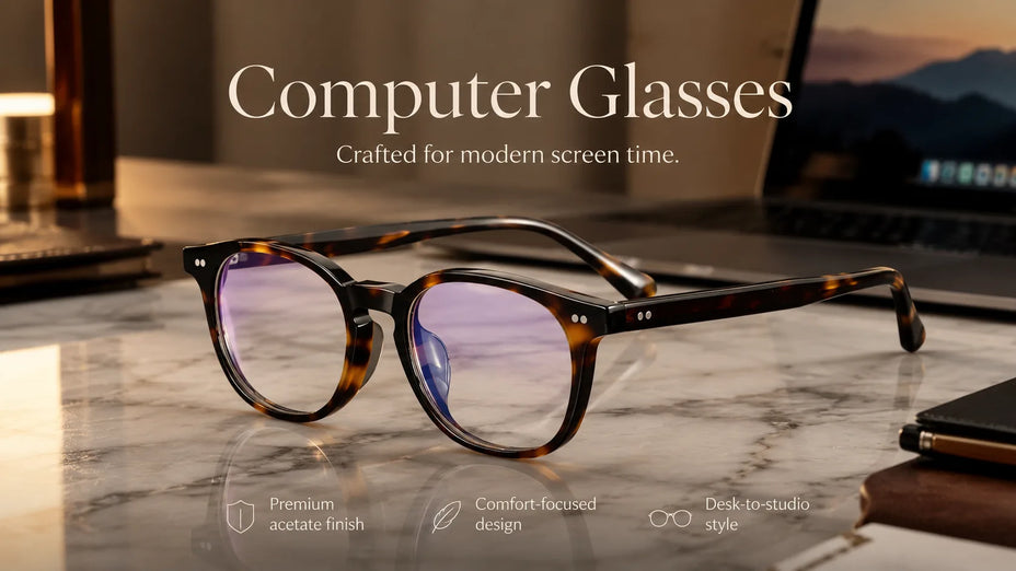 Premium acetate computer glasses LE1457 on a marble table