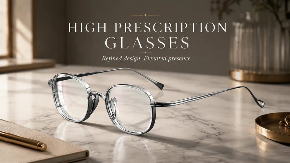 Premium High Prescription Glasses LE1045 On Marble tabletop