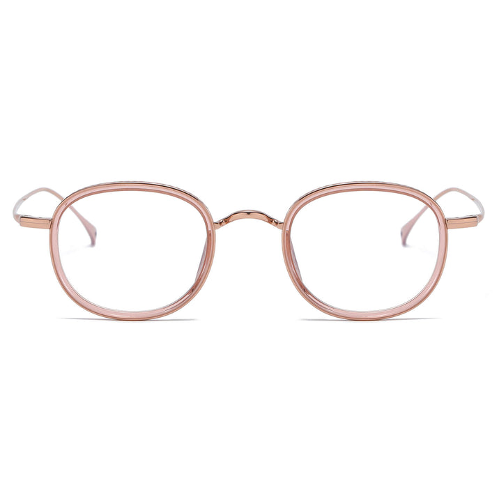 Pink Rose Gold Glasses | Oval Glasses LE0385 Front View