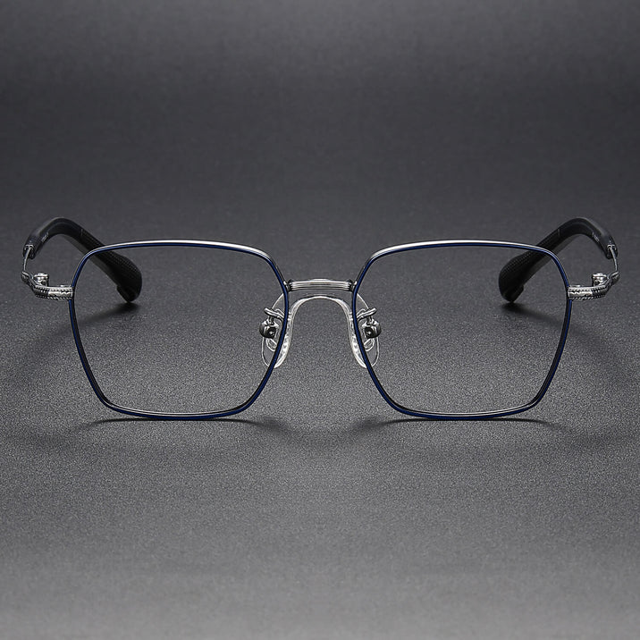 Blue Silver Glasses | Square Glasses LE1296 Front View