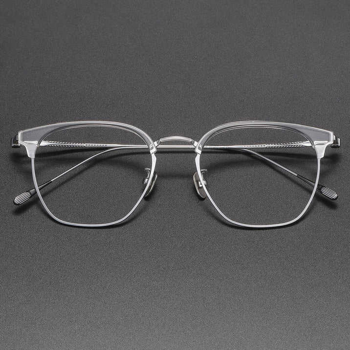 Clear Silver Glasses | Browline Glasses LE1301 Front View