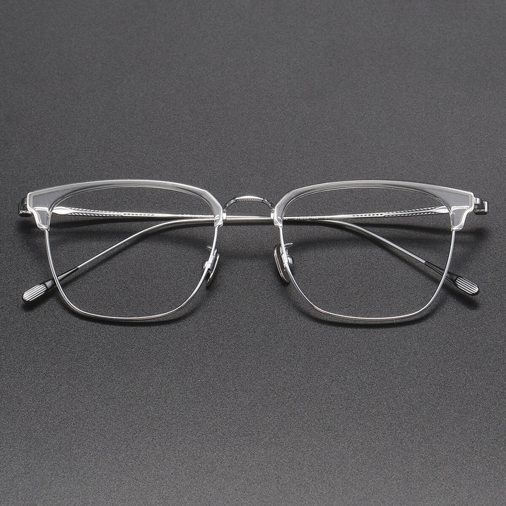 Clear Silver Glasses | Browline Glasses LE1302 Front View